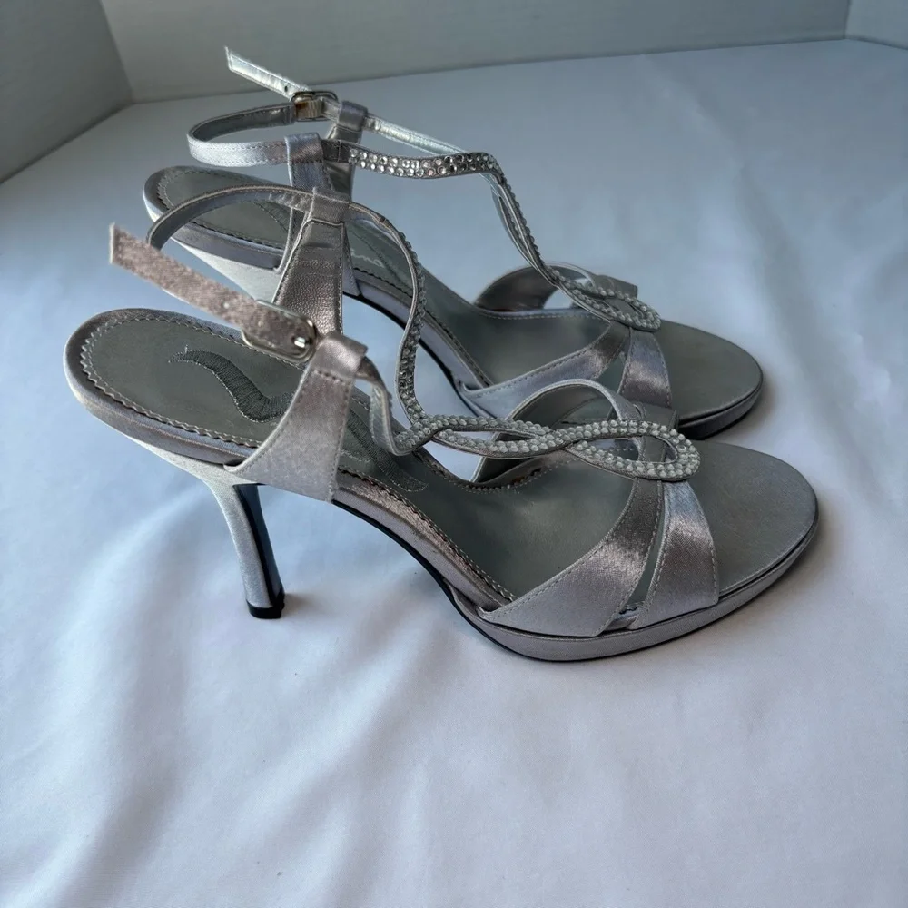 Touch of Nina Silver Rhinestone Heels